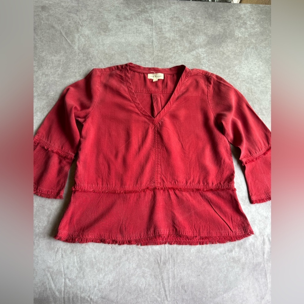 Cloth & Stone Deep Red V-Neck Blouse